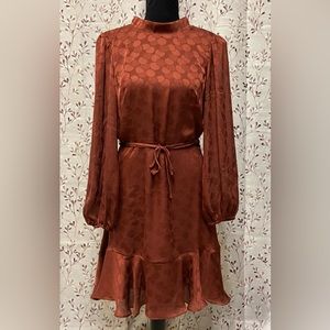 Melonie - T Balloon Sleeve Long Sleeve Dots Fit + Flare Dress (NWT)